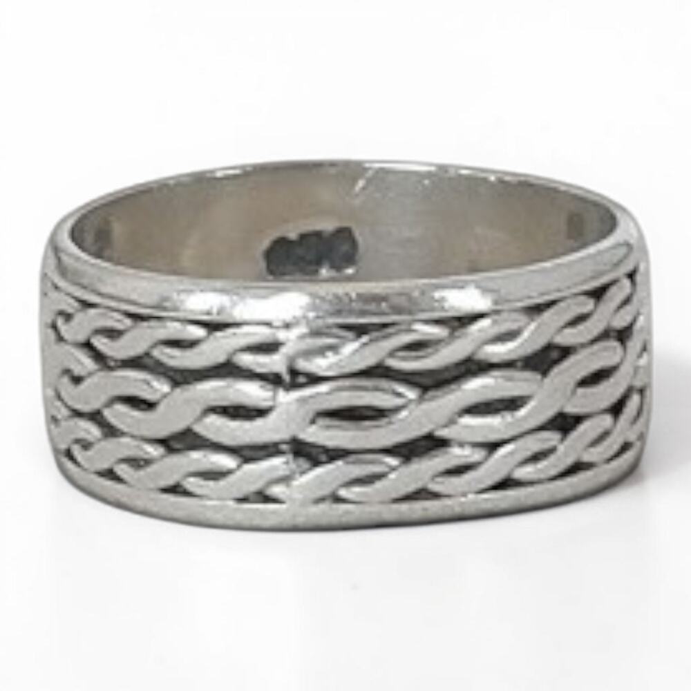 Vintage Sterling Silver 925 Braided Celtic Knot Band Ring Size 5 Quarter Inch